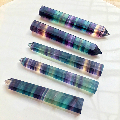 Natural Colorful Fluorite Pointed Prism Bar Home Display Decoration G-PW0007-098D-1