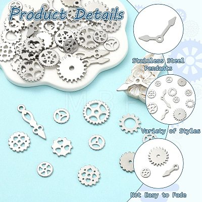 45Pcs 15 Styles 304 Stainless Steel Pendants STAS-CJ0003-68-1