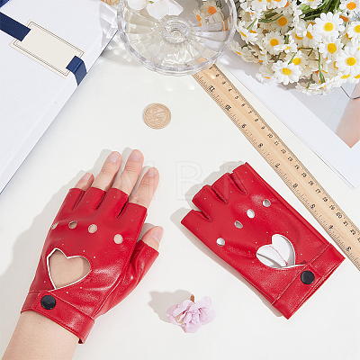 PU Leather Fingerless Gloves AJEW-CL0003-67A-1