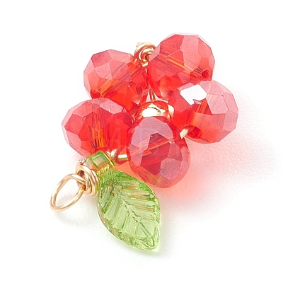 7Pcs Glass Pendants PALLOY-JF04732-1