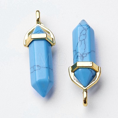 Synthetic Turquoise Double Terminated Pointed Pendants G-G902-C03-1