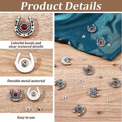 10Pcs 5 Colors Alloy & Natural Amethyst & Natural Ruby in Zoisite & Natural Lapis Lazuli & Natural Tiger Eye & Natural Carnelian Decorative Rivets HJEW-CP00086-1