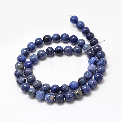 Natural Grade AA Dumortierite Quartz Round Bead Strands G-P075-43-6mm-1