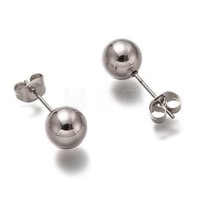 304 Stainless Steel Ball Stud Earrings STAS-H136-07C-P-1