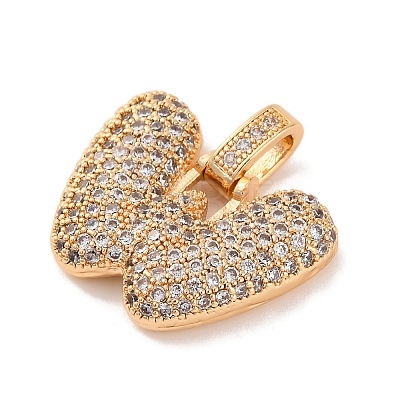 Brass Micro Pave Cubic Zirconia Pendants KK-C076-29W-G01-1