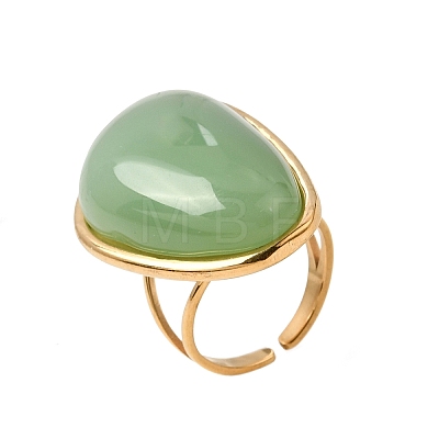 Resin Imitation Gemstone Cuff Open Rings RE-CBA09F0-01G-02-1