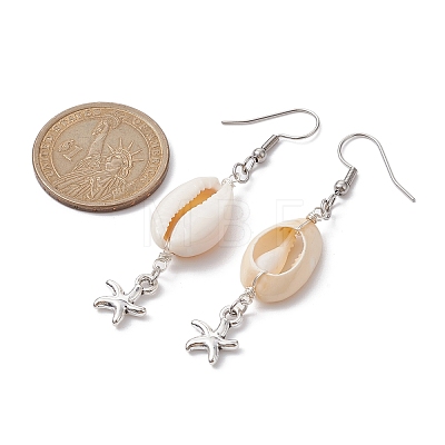 Natural Shell Dangle Earrings EJEW-JE05441-01-1
