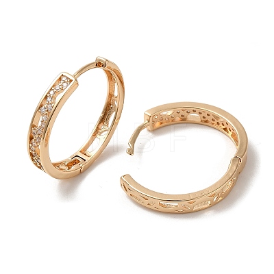 Brass Micro Pave Cubic Zirconia Hoop Earrings for Women EJEW-M238-34KCG-1