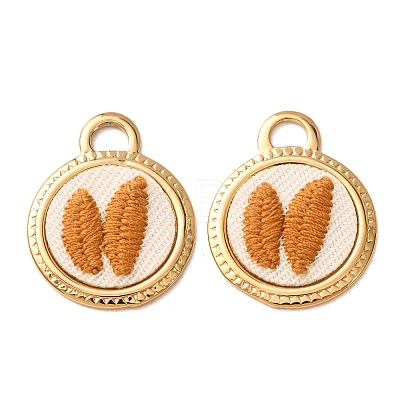304 Stainless Steel & Cloth Embroidered Pendants FB-CBAFBAF-08G-01-1