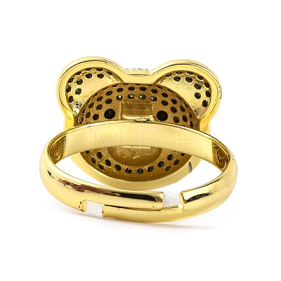 Bear Brass Micro Pave Cubic Zirconia Open Cuff Ring for Women RJEW-U003-22H-G-1