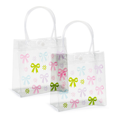 Rectangle Transparent Printed PVC Plastic Gift Tote Bags ABAG-TADJ0002-002E-1