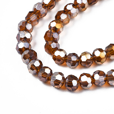 Electroplate Glass Beads Strands X-EGLA-R016-4m-4-1