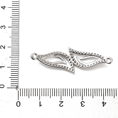 Brass Micro Pave Clear Cubic Zirconia Double Leaves Connector Charms KK-L229-057P-1