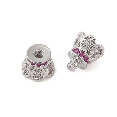 Rack Plating Brass Micro Pave Clear Cubic Zirconia Screw Clasps KK-S384-24P-01-1