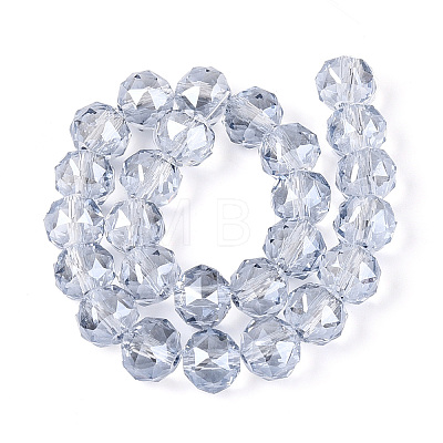 Electroplate Transparent Glass Round Beads Strands EGLA-T029-8mm-12T-07-1