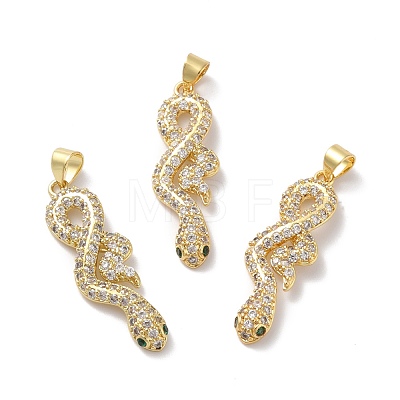 Rack Plating Brass Micro Pave Cubic Zirconia Pendants KK-E281-18G-1