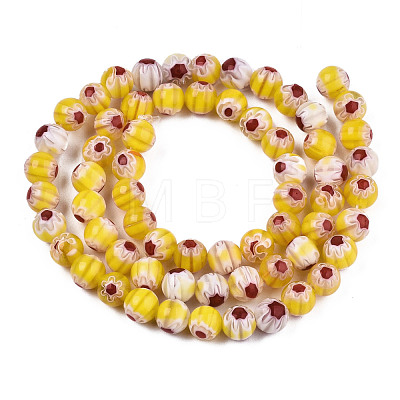 Round Millefiori Glass Beads Strands LK-P001-38-1