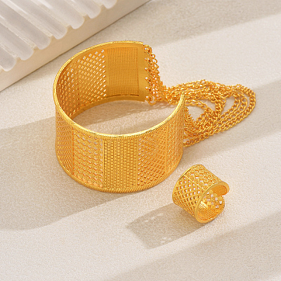 Elegant Middle Eastern Alloy Hollow C-shaped Bangles & Rings Set for Women XE1644-1