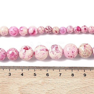 Dyed Natural Fossil Graduated Round Beaded Necklaces NJEW-F368-03P-1