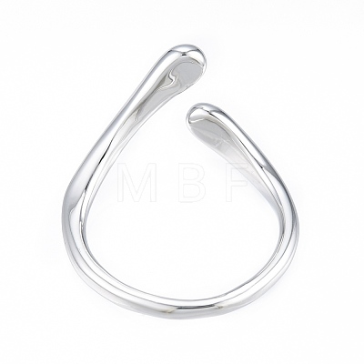Brass Teardrop Open Cuff Ring for Women RJEW-T001-90P-1