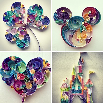 DIY Paper Quilling Strips Sets: Random Color Paper Quilling Strips DIY-S038-002-1