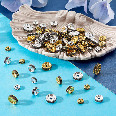 120Pcs Brass Rhinestone Spacer Beads RB-TA0001-36A-1