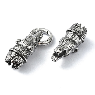 Tibetan Style 304 Stainless Steel Spring Gate Rings FIND-Z046-03AS-03-1