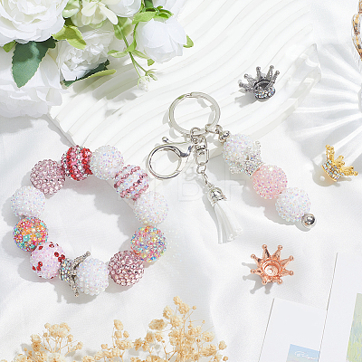 5Pcs 5 Colors Alloy Rhinestone Crown Beads FIND-SC0023-77-1