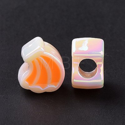 UV Plating Rainbow Iridescent Acrylic European Beads SACR-E009-24-1