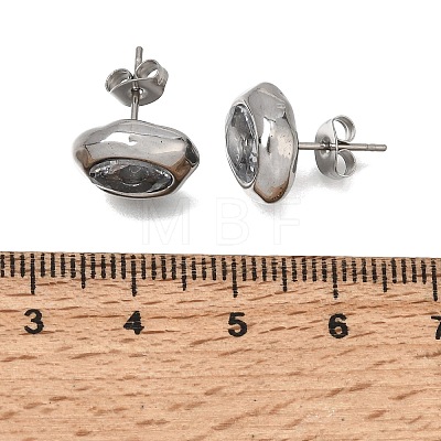 6 Pairs 304 Stainless Steel Pave Cubic Zirconia Stud Earrings SA-CBADCF0-04P-04-1