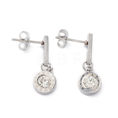 3 Pair 3 Style Crystal Rhinestone Star & Roman Number Dangle Stud Earrings EJEW-B020-02P-1