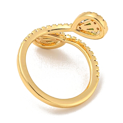 Brass with Cubic Zirconia Open Cuff Rings RJEW-B052-11G-1