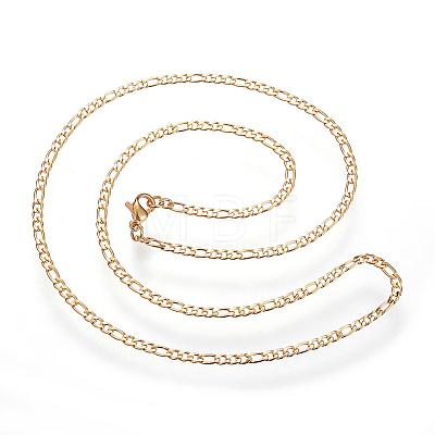 304 Stainless Steel Figaro Chain Necklaces STAS-F034-03G-1