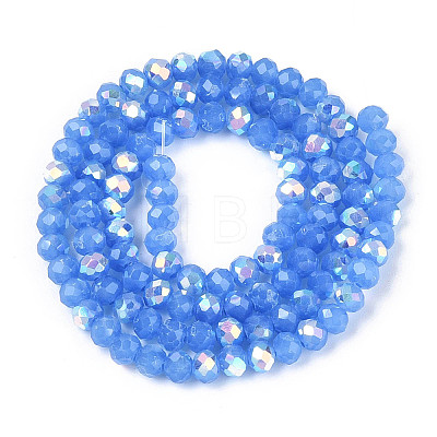 AB Color Plated Opaque Glass Rondelle Beads Strands EGLA-T029-4mm-09J-1