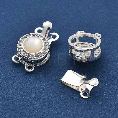 Brass Micro Pave Clear Cubic Zirconia Box Clasps KK-B125-04S-1