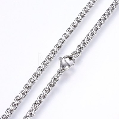 304 Stainless Steel Wheat Chain Necklaces NJEW-F227-05P-01-1