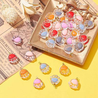 30Pcs 6 Colors Transparent Glass Pendants GLAA-CJ0002-17-1