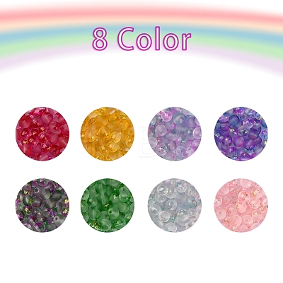 560Pcs 8 Colors Frosted Spray Painted Glass Beads Strands GLAA-YW0001-39-1