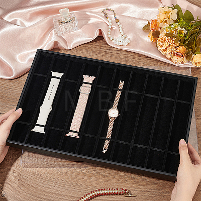  10 Grids Rectangle PU Leather Watch Straps Necklace Bracelet Display Tray ODIS-NB0001-38B-1