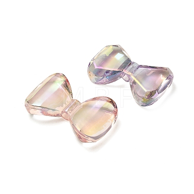 UV Plating Rainbow Iridescent Transparent Acrylic Beads OACR-F006-04-1