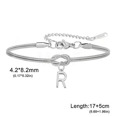 304 Stainless Steel Initial Charm Bracelets FS-WGD8E41-41-1