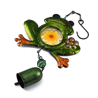 Frog Glass Wind Chime AJEW-XCP0002-73-1