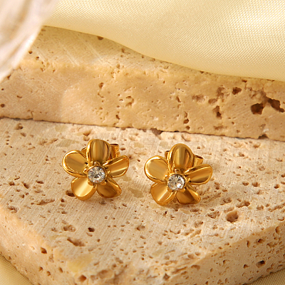 Elegant Stainless Steel Flower Stud Earrings BN1481-1