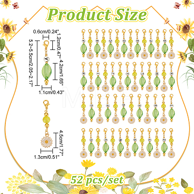 Daisy & Oval Pendant Stitch Markers HJEW-AB00458-1