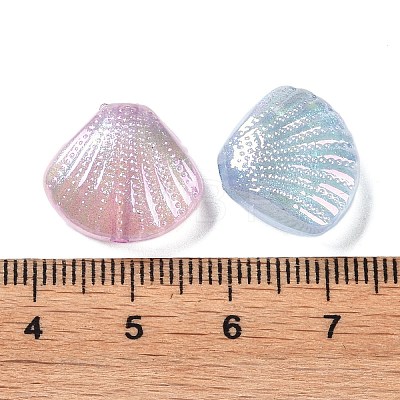 UV Plated Iridescent & Luminous Transparent Acrylic Beads OACR-G033-06F-1