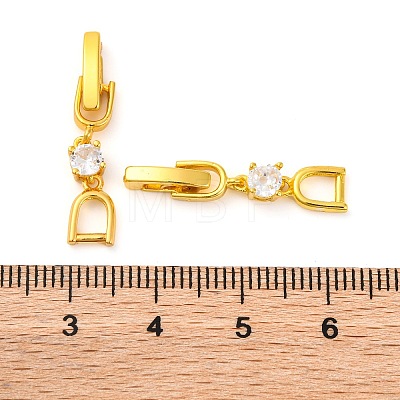 Brass with Cubic Zirconia Fold Over Clasps ZIRC-WH0002-07C-1