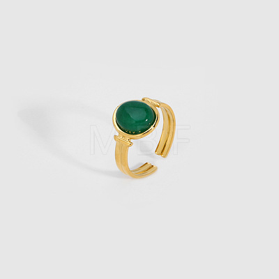 Oval Natural Green Aventurine Ring VR5494-3-1