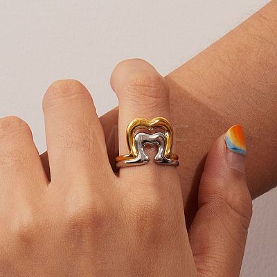 304 Stainless Steel Cuff Open Rings for Women FM5504-1