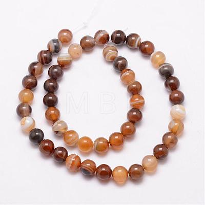 Natural Striped Agate/Banded Agate Bead Strands G-K166-13-10mm-02-1