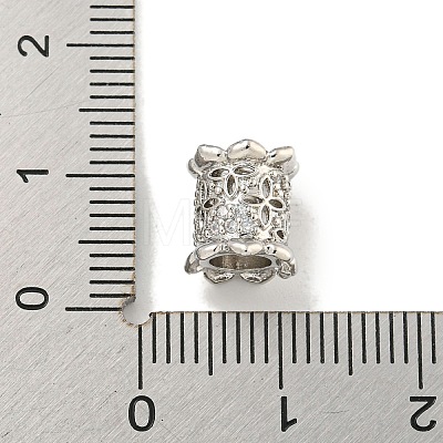 Rack Plating Brass Micro Pave Clear Cubic Zirconia European Beads KK-L215-204P-1